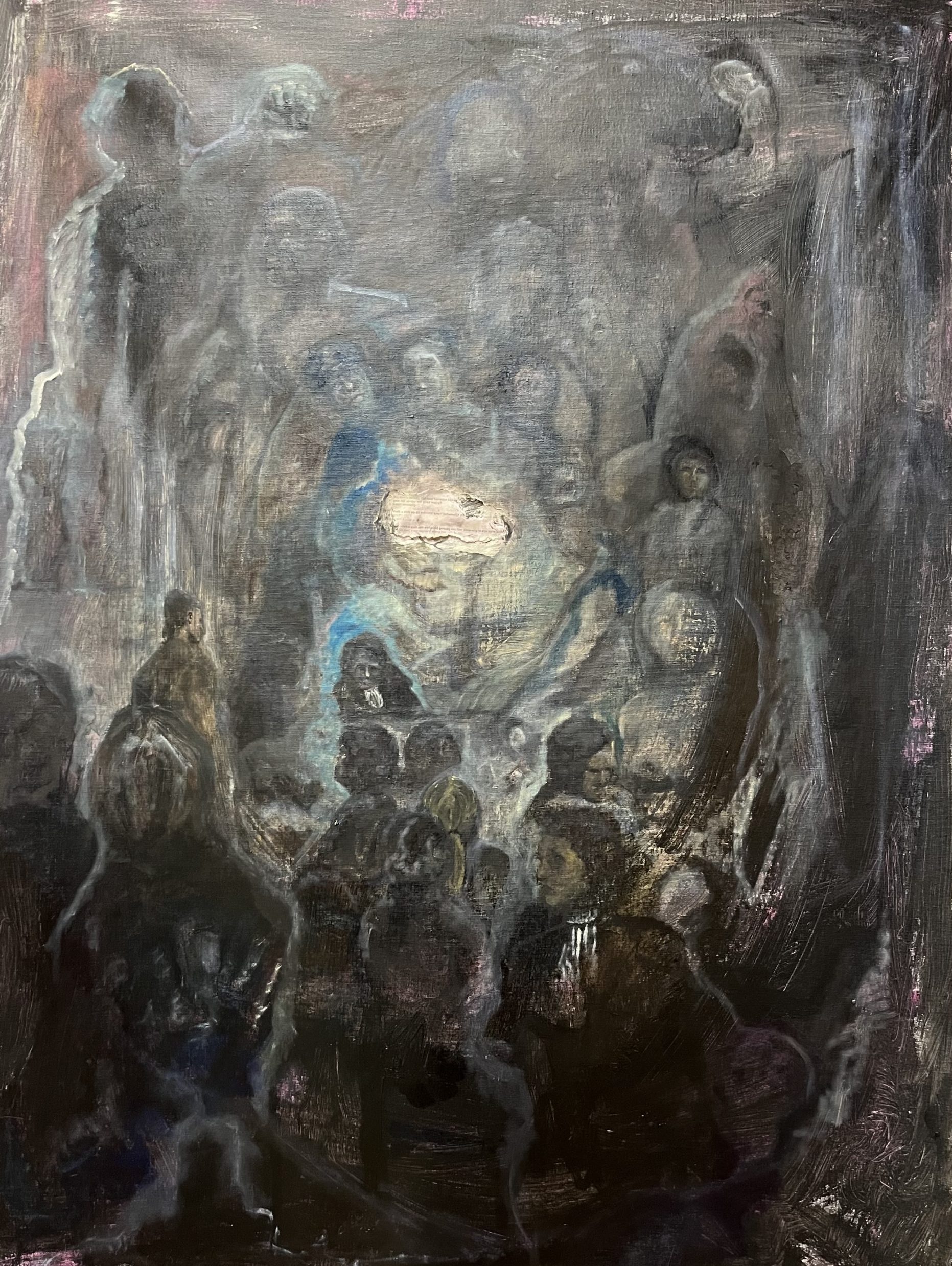 Niemand wenst hier te zijn - Olieverf op doek, +/- 2 bij 1,5 m